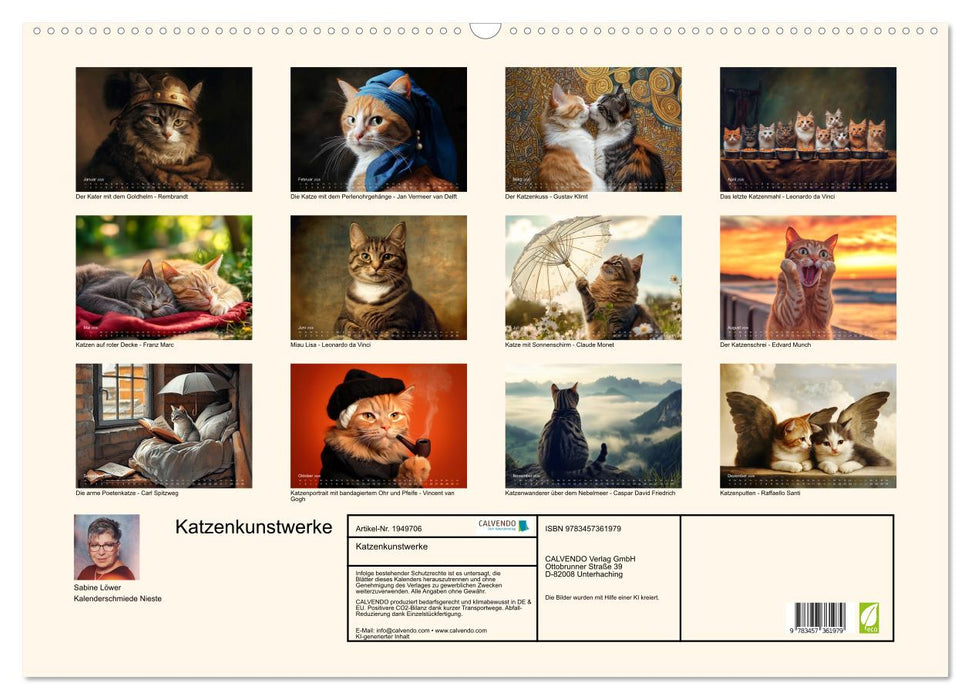 Katzenkunstwerke (CALVENDO Wandkalender 2026)