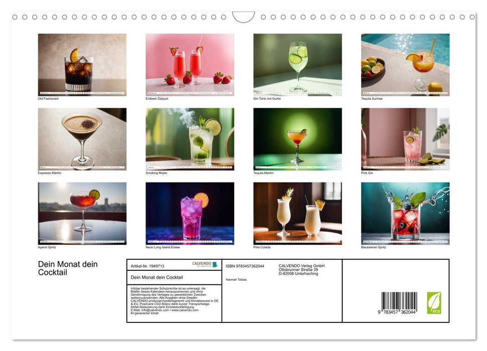 Dein Monat dein Cocktail (CALVENDO Wandkalender 2026)