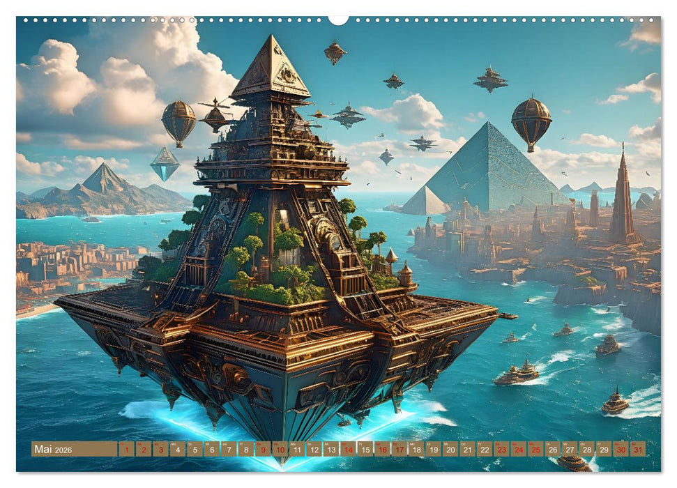 Steampunk Pyramidenwelt (CALVENDO Wandkalender 2026)