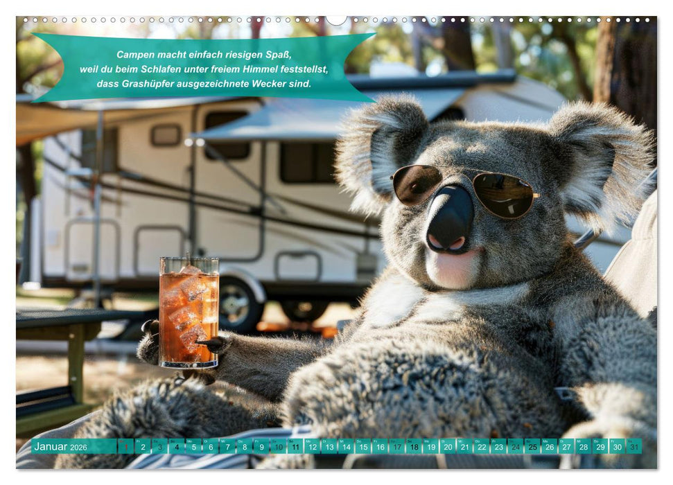 Der tierisch lustige Camping-Kalender (CALVENDO Premium Wandkalender 2026)