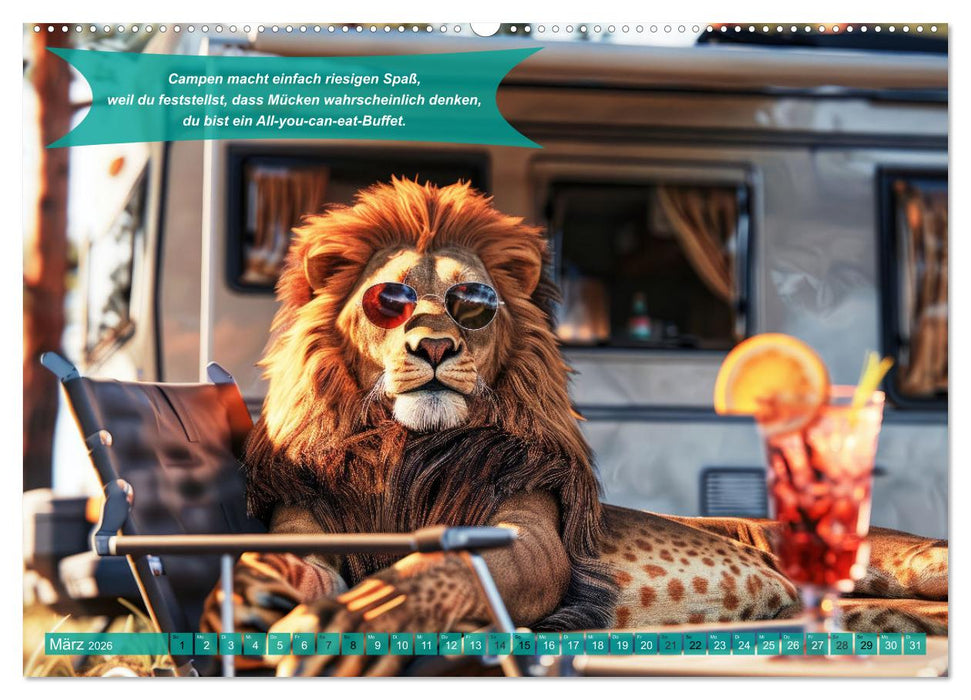 Der tierisch lustige Camping-Kalender (CALVENDO Premium Wandkalender 2026)