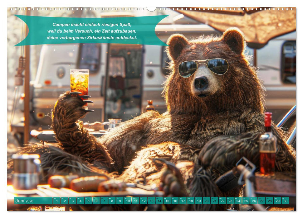 Der tierisch lustige Camping-Kalender (CALVENDO Premium Wandkalender 2026)