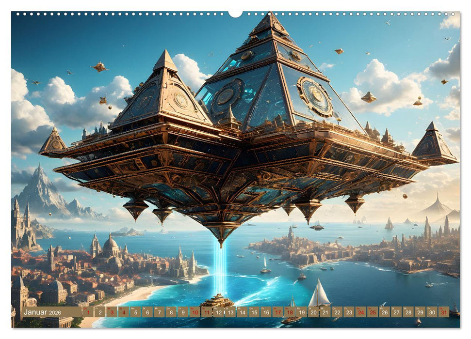 Steampunk Pyramidenwelt (CALVENDO Premium Wandkalender 2026)