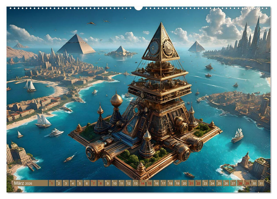Steampunk Pyramidenwelt (CALVENDO Premium Wandkalender 2026)