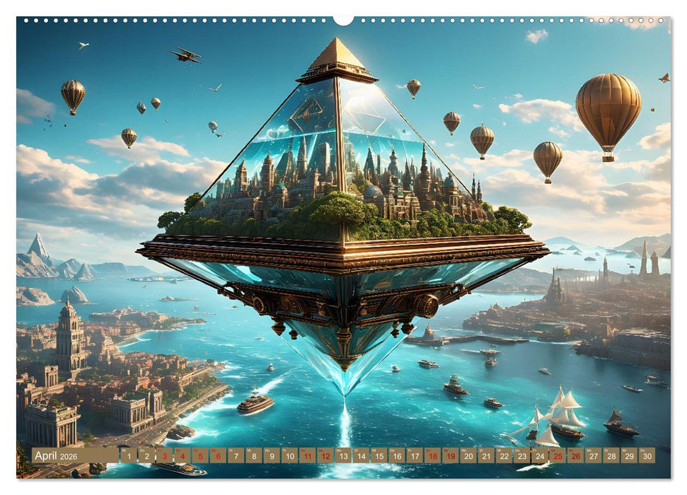 Steampunk Pyramidenwelt (CALVENDO Premium Wandkalender 2026)