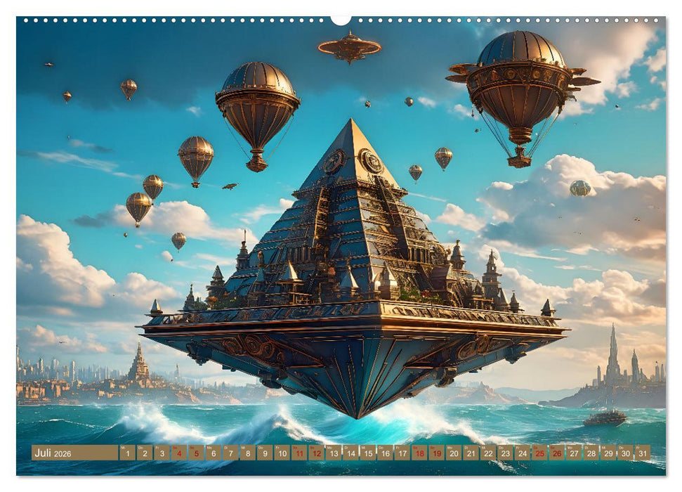 Steampunk Pyramidenwelt (CALVENDO Premium Wandkalender 2026)