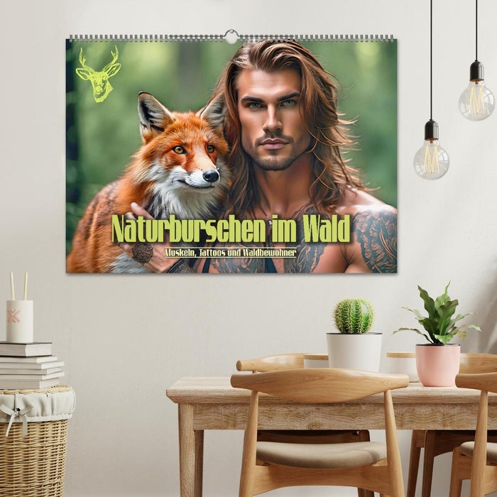 Naturburschen im Wald - Muskeln, Tattoos und Waldbewohner (CALVENDO Wandkalender 2026)
