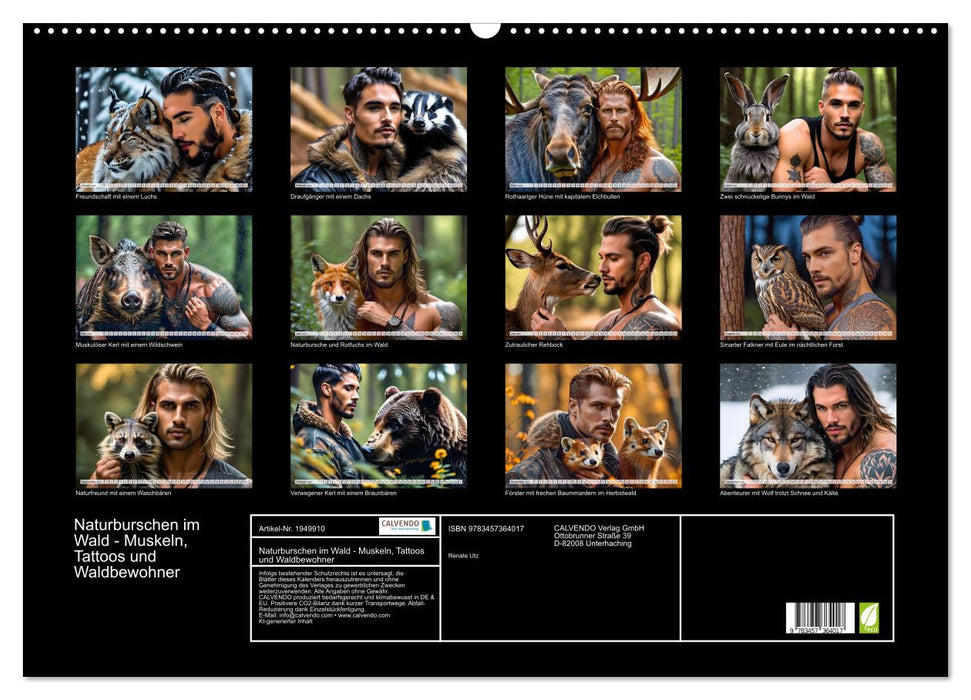 Naturburschen im Wald - Muskeln, Tattoos und Waldbewohner (CALVENDO Wandkalender 2026)