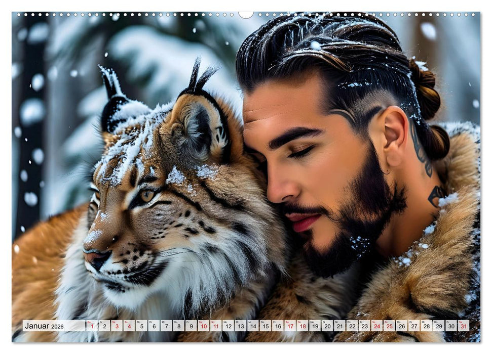 Naturburschen im Wald - Muskeln, Tattoos und Waldbewohner (CALVENDO Wandkalender 2026)