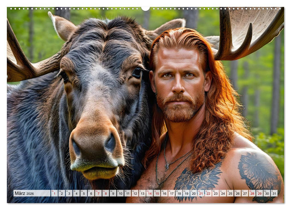 Naturburschen im Wald - Muskeln, Tattoos und Waldbewohner (CALVENDO Wandkalender 2026)