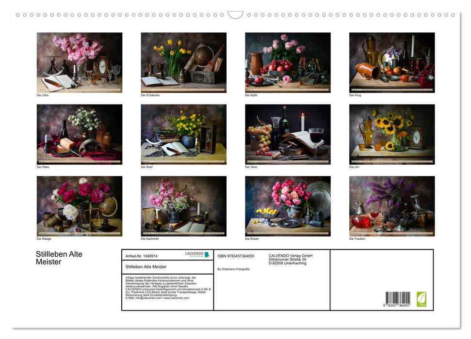 Stillleben Alte Meister (CALVENDO Wandkalender 2026)