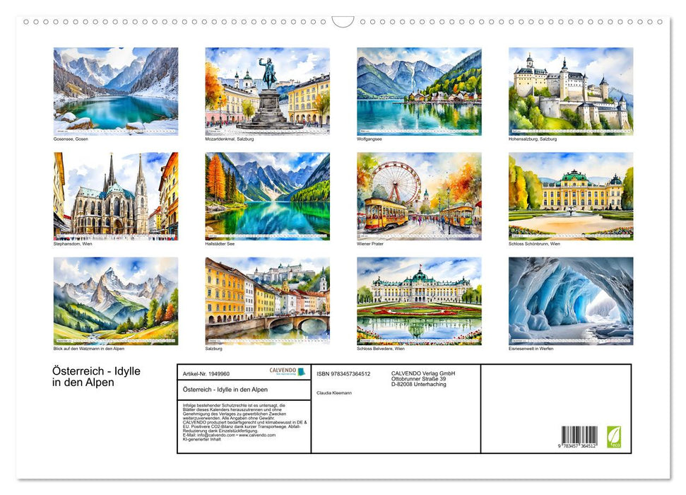 Österreich - Idylle in den Alpen (CALVENDO Wandkalender 2026)