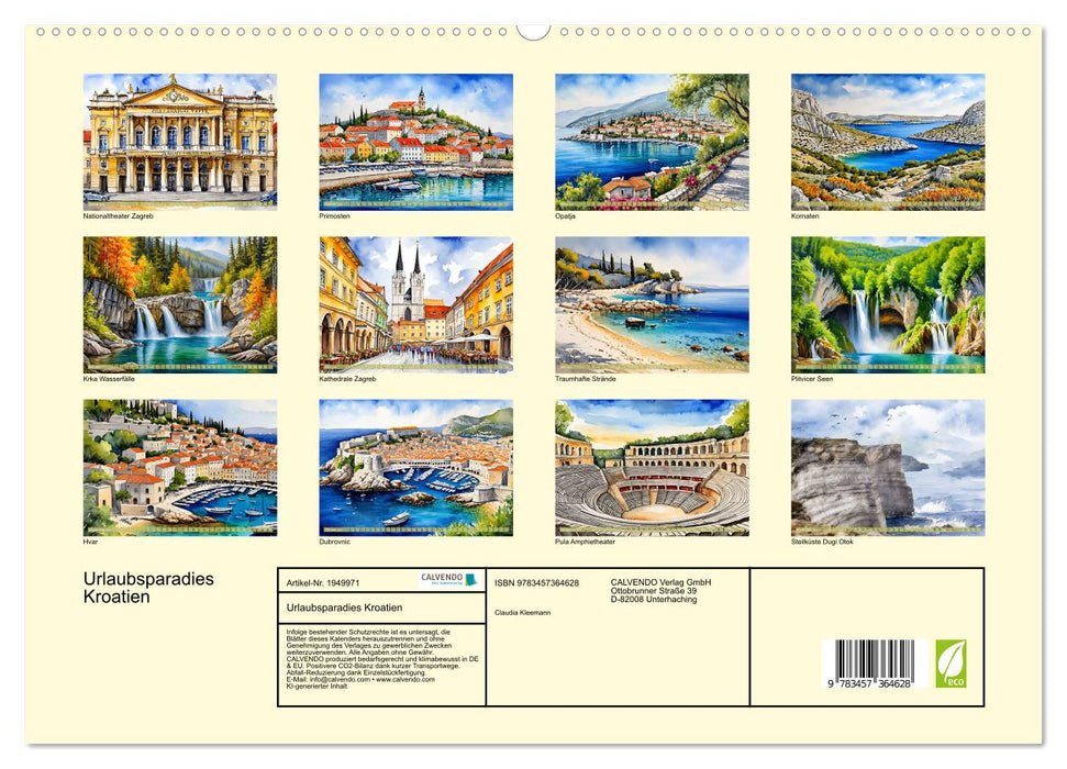Urlaubsparadies Kroatien (CALVENDO Premium Wandkalender 2026)