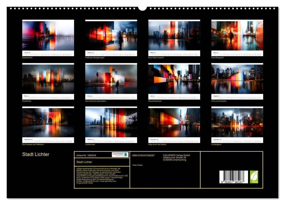 Stadt Lichter (CALVENDO Premium Wandkalender 2026)