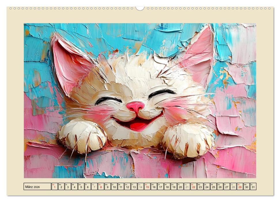 Katzengesichter im Ölgemälde-Stil. Liebliche Portraits fürs Herz (CALVENDO Wandkalender 2026)