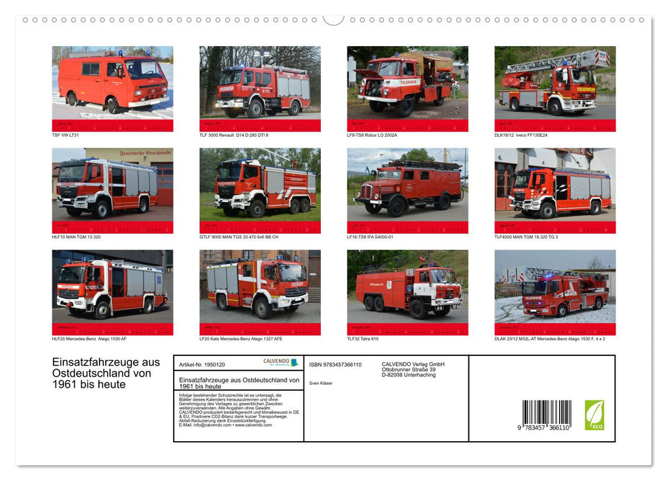 Einsatzfahrzeuge aus Ostdeutschland von 1961 bis heute (CALVENDO Premium Wandkalender 2026)