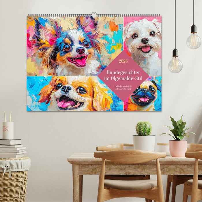 Hundegesichter im Ölgemälde-Stil. Liebliche Vierbeiner erfreuen das Herz! (CALVENDO Wandkalender 2026)