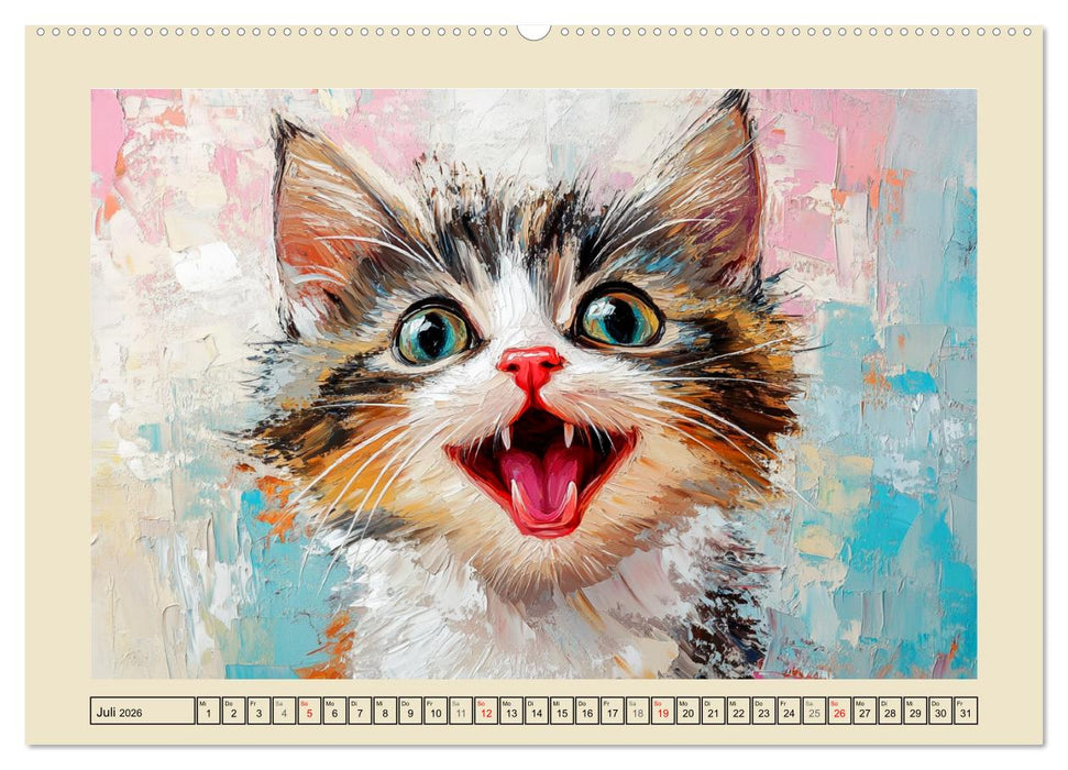 Katzengesichter im Ölgemälde-Stil. Liebliche Portraits fürs Herz (CALVENDO Premium Wandkalender 2026)