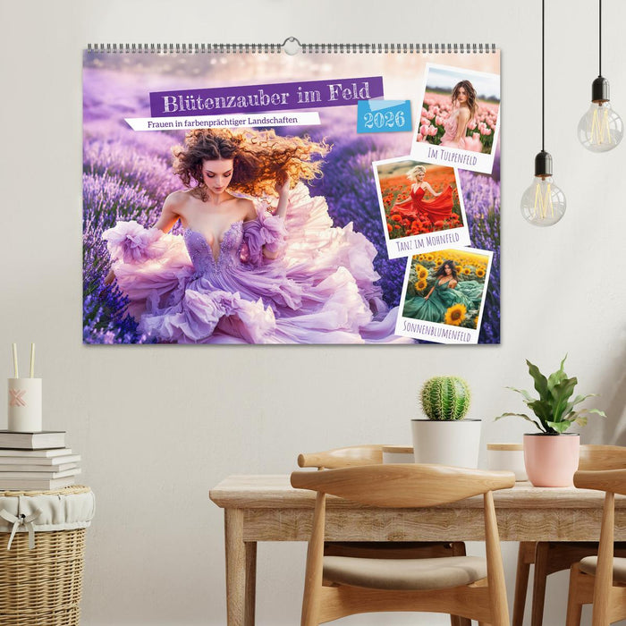 Blütenzauber im Feld - Frauen in farbenprächtiger Landschaften (CALVENDO Wandkalender 2026)