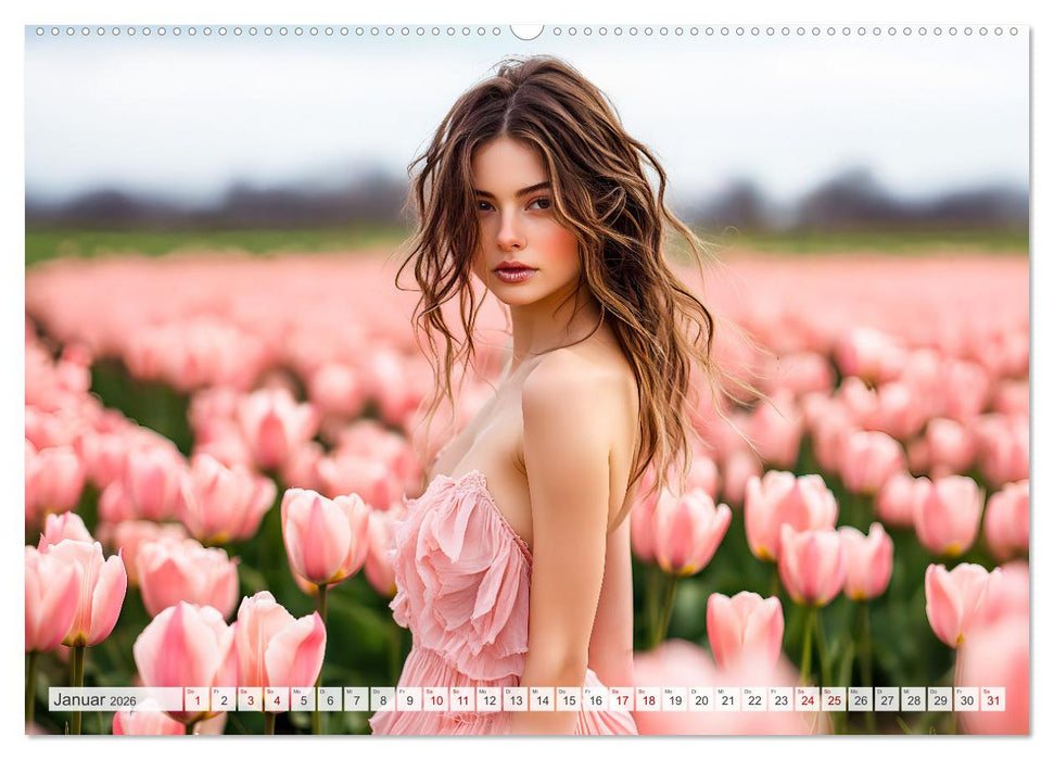 Blütenzauber im Feld - Frauen in farbenprächtiger Landschaften (CALVENDO Wandkalender 2026)