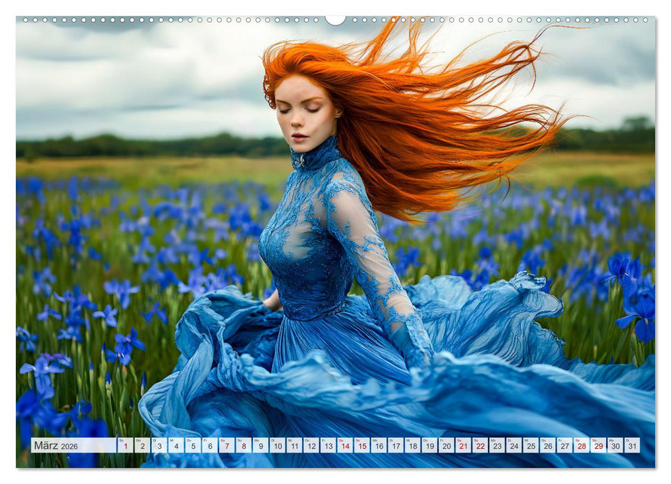 Blütenzauber im Feld - Frauen in farbenprächtiger Landschaften (CALVENDO Wandkalender 2026)