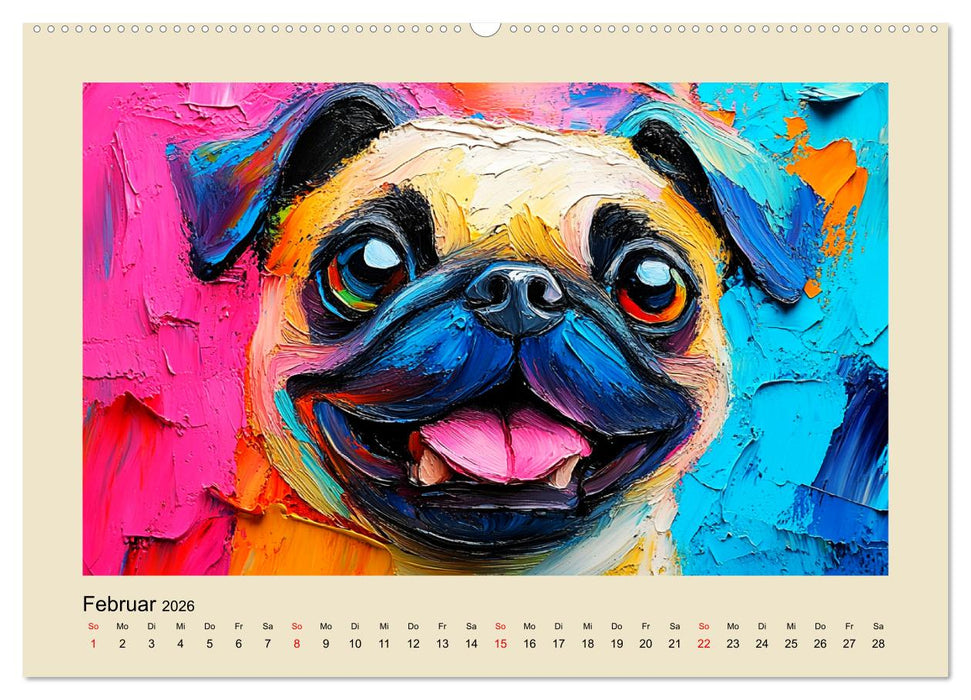 Hundegesichter im Ölgemälde-Stil. Liebliche Vierbeiner erfreuen das Herz! (CALVENDO Premium Wandkalender 2026)