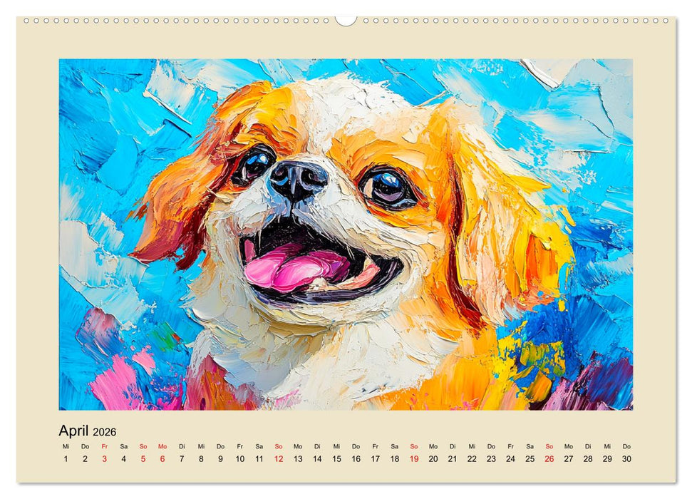 Hundegesichter im Ölgemälde-Stil. Liebliche Vierbeiner erfreuen das Herz! (CALVENDO Premium Wandkalender 2026)