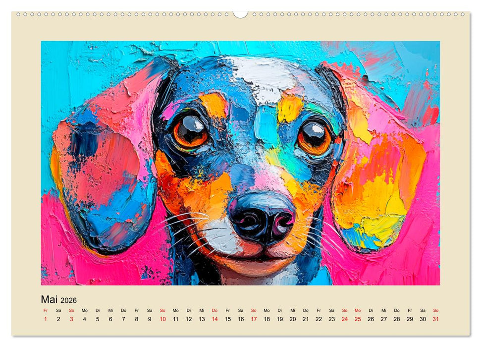 Hundegesichter im Ölgemälde-Stil. Liebliche Vierbeiner erfreuen das Herz! (CALVENDO Premium Wandkalender 2026)