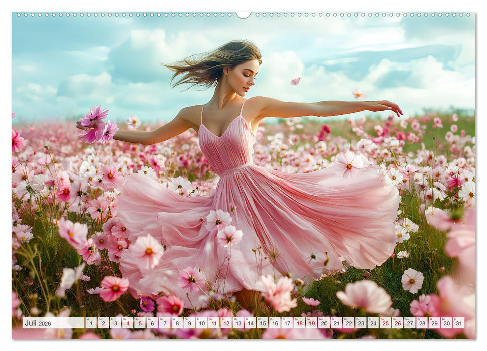 Blütenzauber im Feld - Frauen in farbenprächtiger Landschaften (CALVENDO Premium Wandkalender 2026)