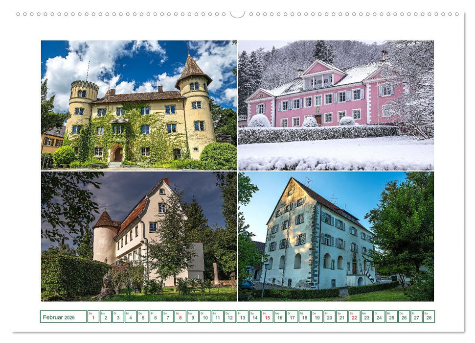 Bekannte und weniger bekannte Schlösser und Burgen rund um dem Bodensee (CALVENDO Wandkalender 2026)