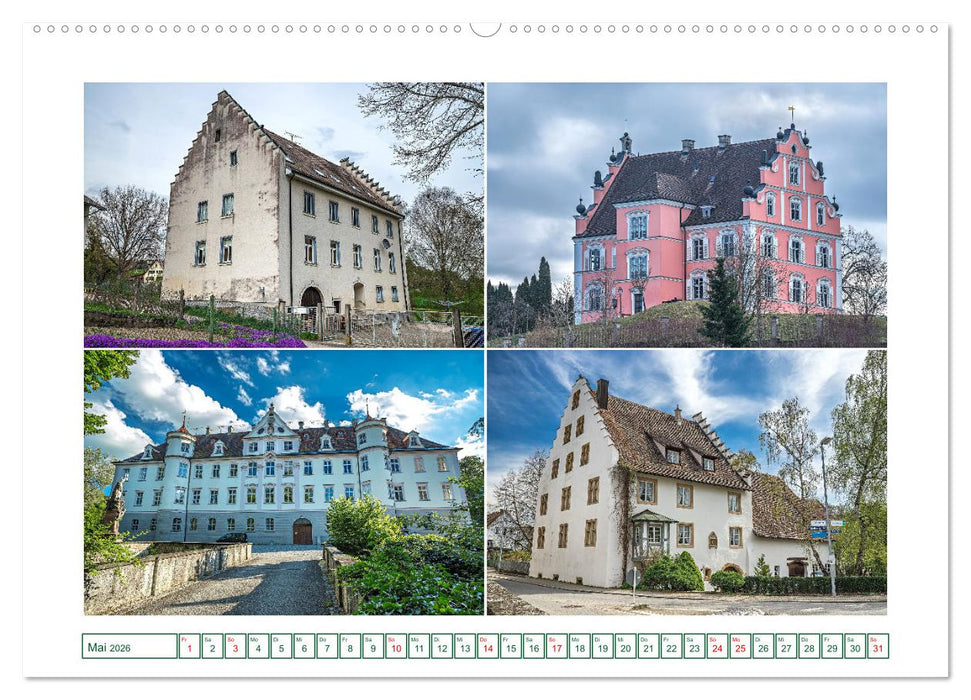 Bekannte und weniger bekannte Schlösser und Burgen rund um dem Bodensee (CALVENDO Wandkalender 2026)