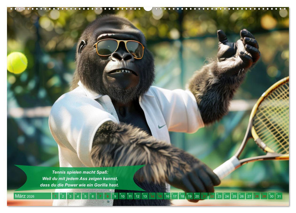 Der tierisch lustige Tennis-Kalender (CALVENDO Wandkalender 2026)