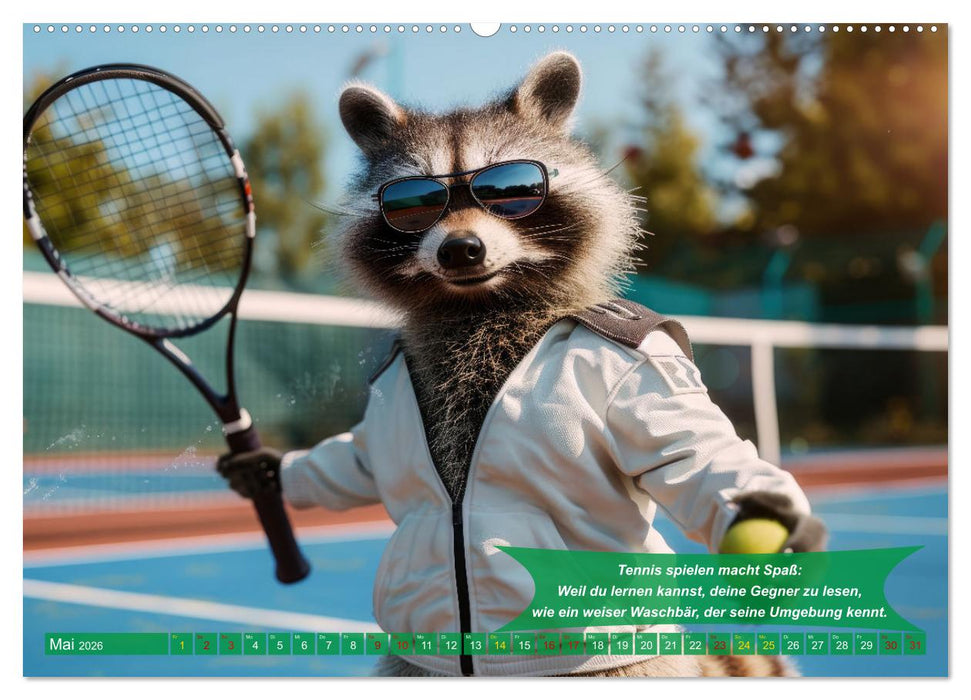 Der tierisch lustige Tennis-Kalender (CALVENDO Wandkalender 2026)