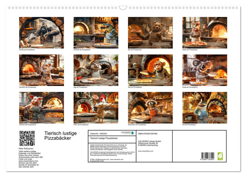 Tierisch lustige Pizzabäcker (CALVENDO Wandkalender 2026)