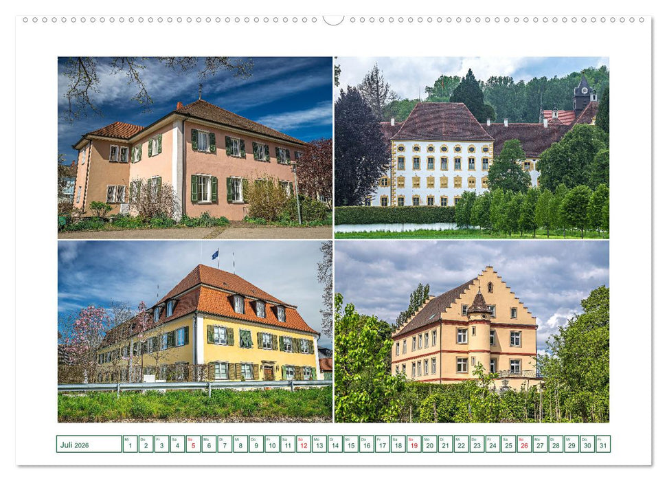 Bekannte und weniger bekannte Schlösser und Burgen rund um dem Bodensee (CALVENDO Premium Wandkalender 2026)