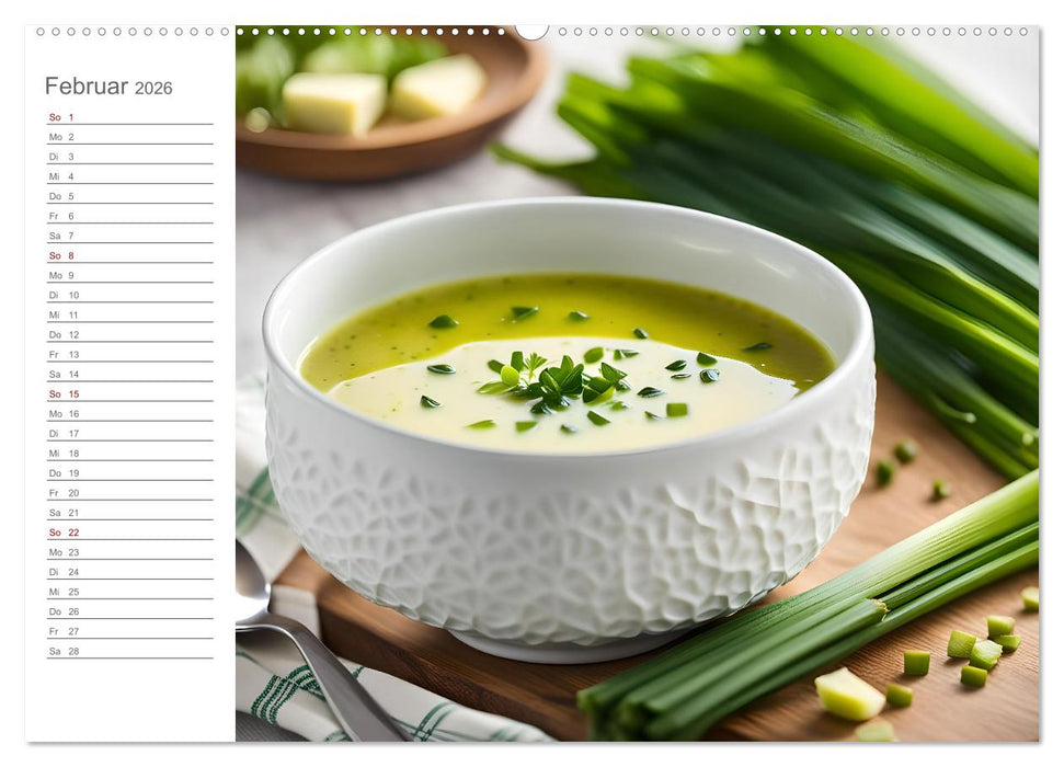 Dein Suppenjahr - Kulinarischer Suppengenuss der Saison (CALVENDO Wandkalender 2026)