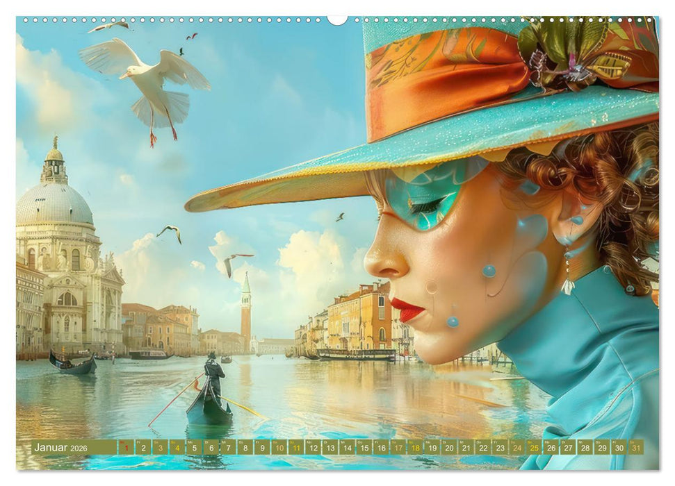 Theatralische surreale Szenen im venezianischen Stil (CALVENDO Premium Wandkalender 2026)