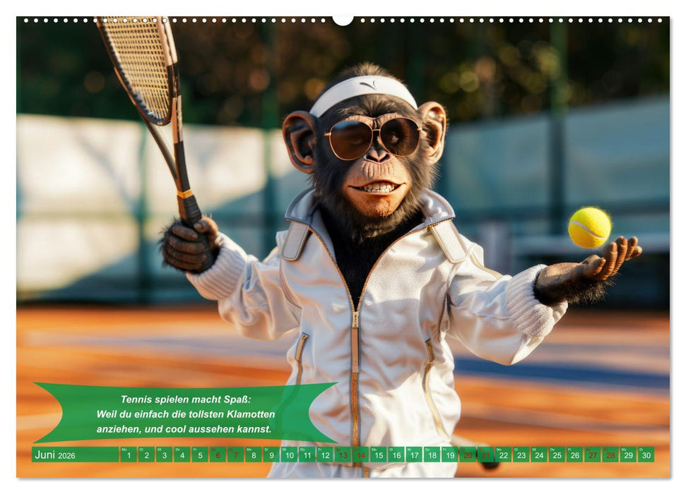 Der tierisch lustige Tennis-Kalender (CALVENDO Premium Wandkalender 2026)