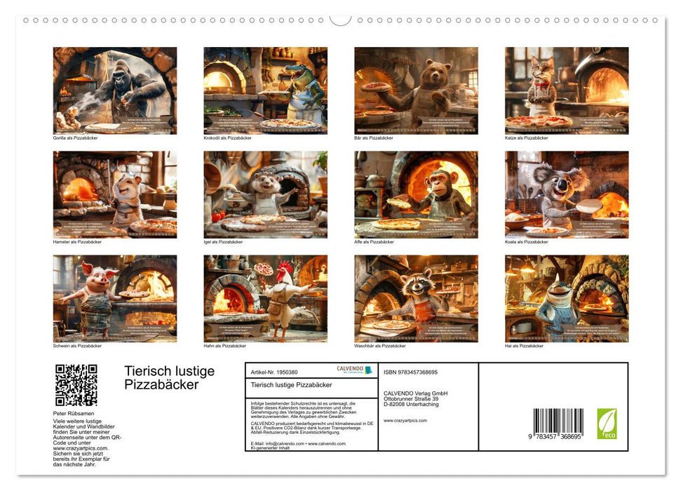 Tierisch lustige Pizzabäcker (CALVENDO Premium Wandkalender 2026)