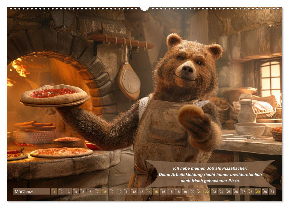 Tierisch lustige Pizzabäcker (CALVENDO Premium Wandkalender 2026)