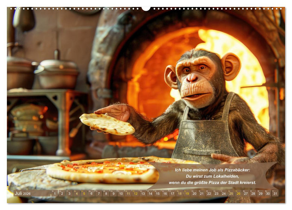 Tierisch lustige Pizzabäcker (CALVENDO Premium Wandkalender 2026)