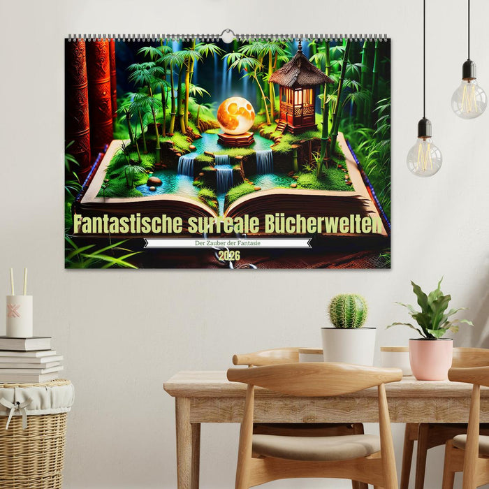 Fantastische surreale Bücherwelten (CALVENDO Wandkalender 2026)