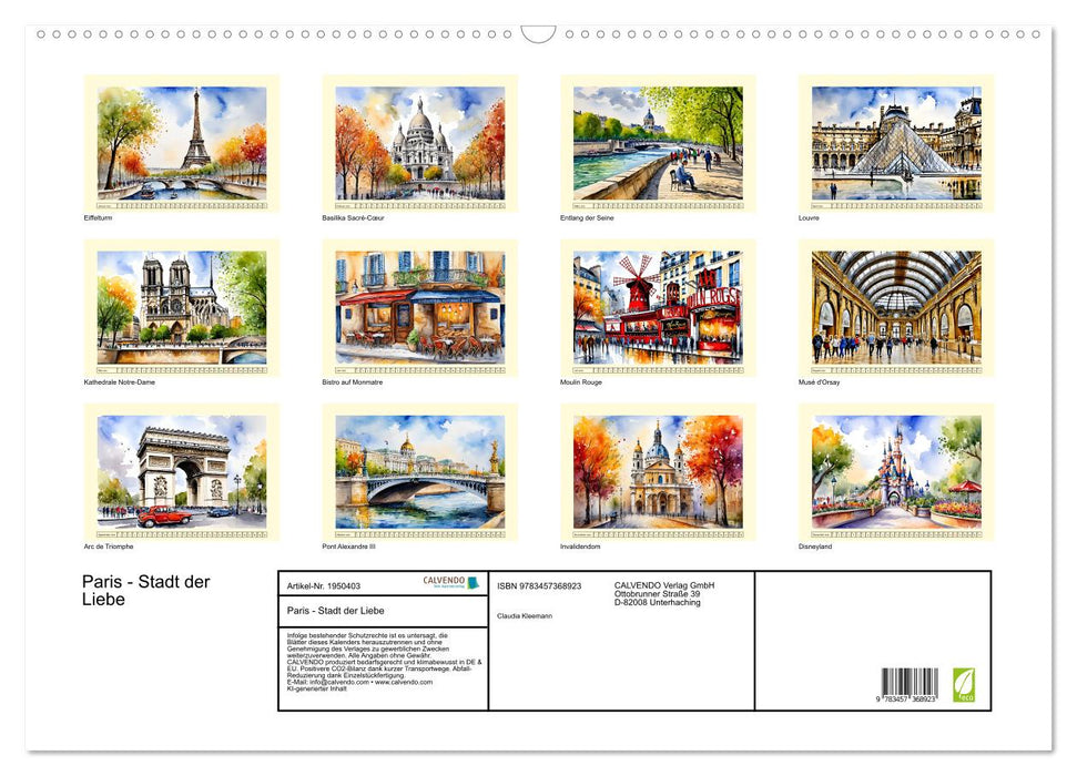Paris - Stadt der Liebe (CALVENDO Wandkalender 2026)