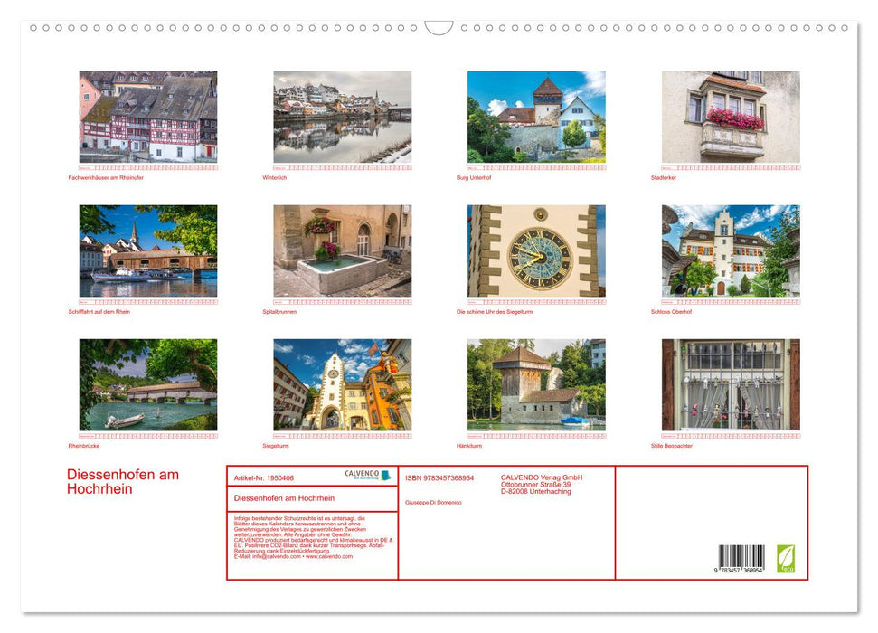 Diessenhofen am Hochrhein (CALVENDO Wandkalender 2026)