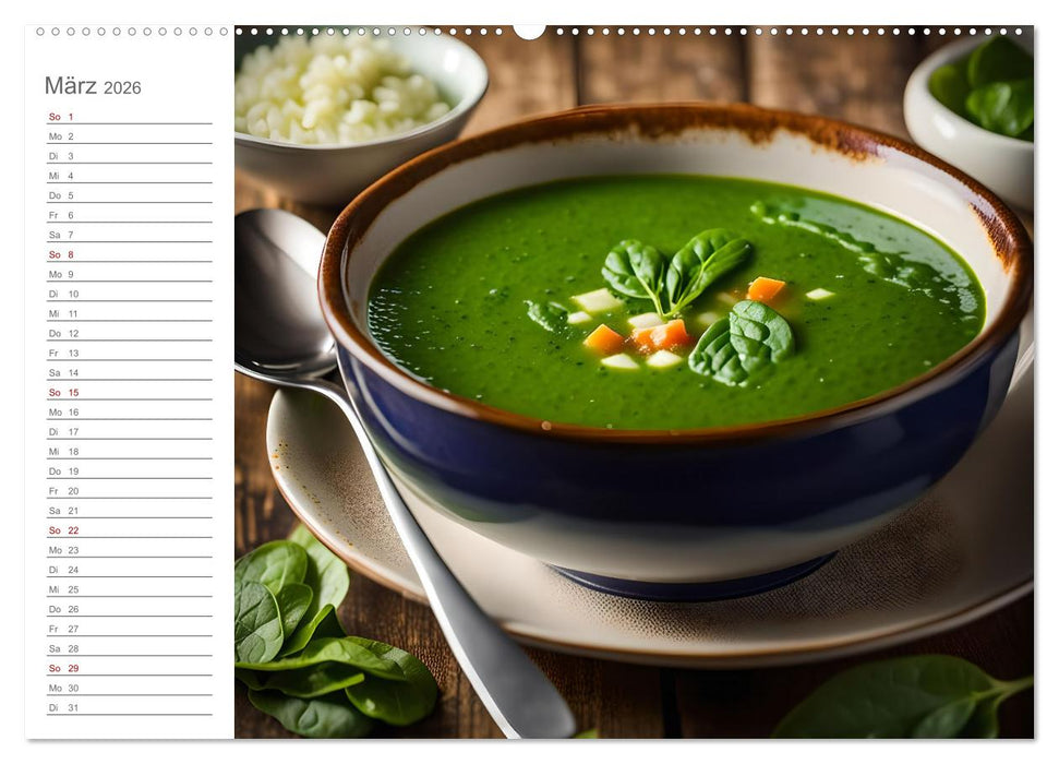 Dein Suppenjahr - Kulinarischer Suppengenuss der Saison (CALVENDO Premium Wandkalender 2026)