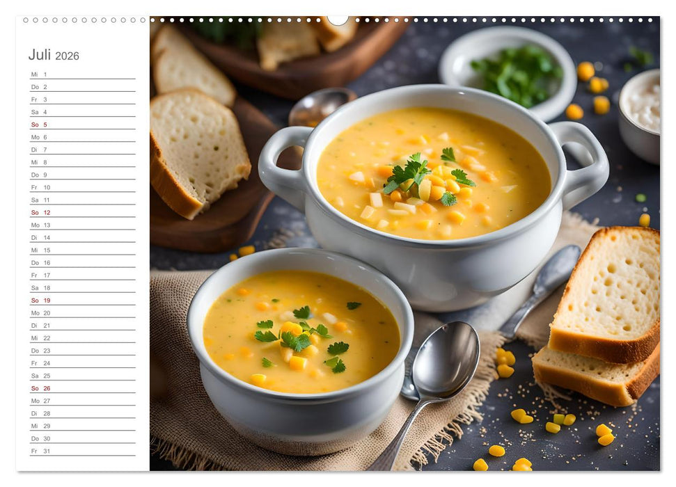 Dein Suppenjahr - Kulinarischer Suppengenuss der Saison (CALVENDO Premium Wandkalender 2026)