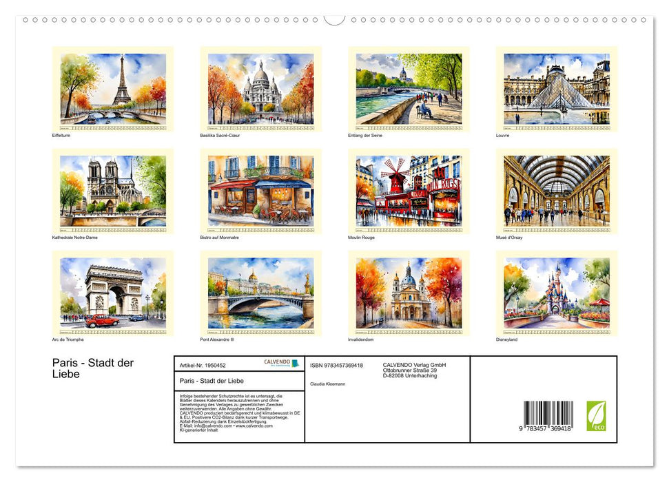 Paris - Stadt der Liebe (CALVENDO Premium Wandkalender 2026)