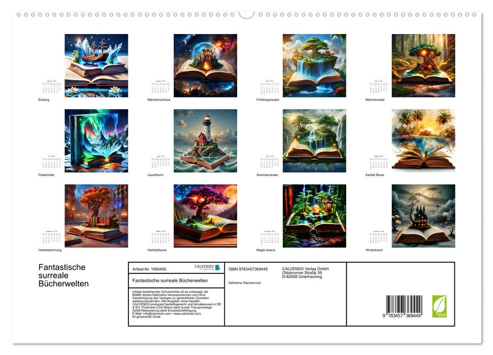Fantastische surreale Bücherwelten (CALVENDO Premium Wandkalender 2026)
