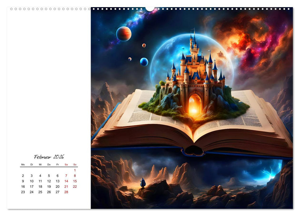 Fantastische surreale Bücherwelten (CALVENDO Premium Wandkalender 2026)