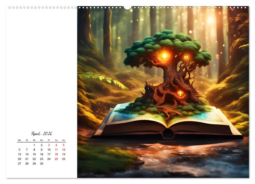 Fantastische surreale Bücherwelten (CALVENDO Premium Wandkalender 2026)